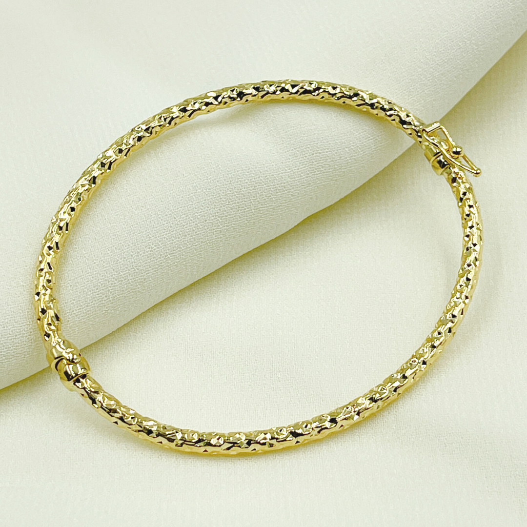 Bangle2. 14K Solid Gold Bangle Diamond Cut