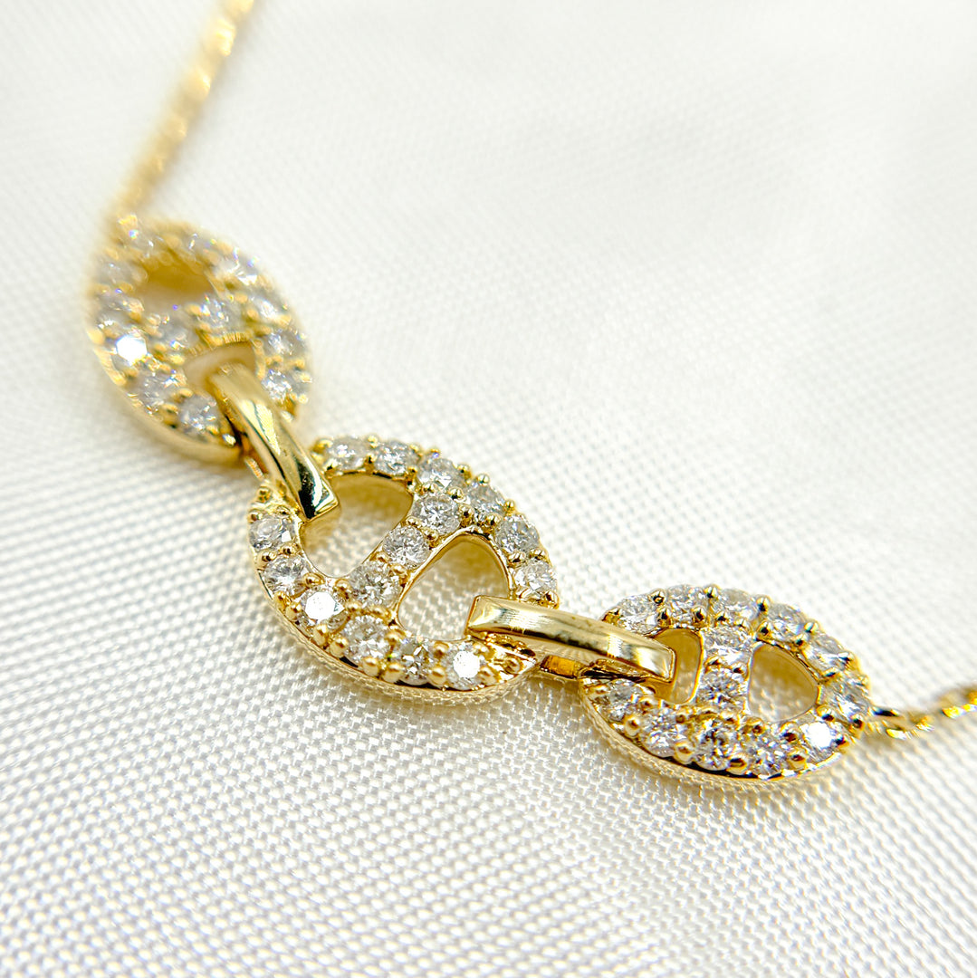 14K Solid Gold Link Diamond Necklace. NT404257