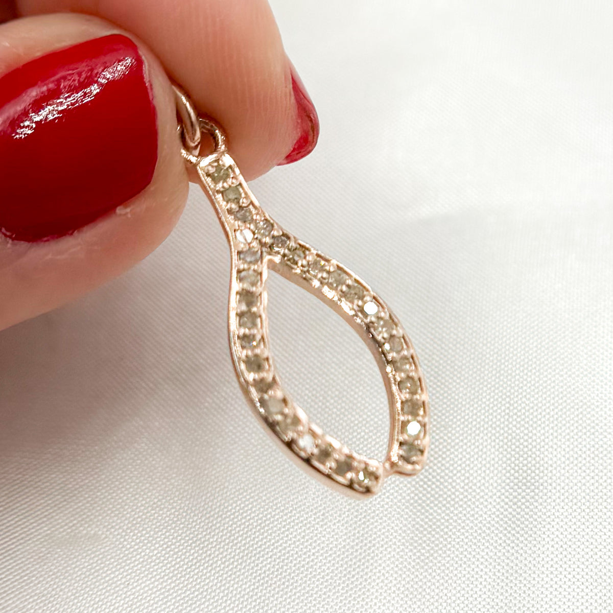 DC458. Diamond Sterling Silver Wishbone Charm