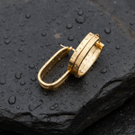 Load image into Gallery viewer, 15850022147. 14K Solid Gold Smooth and Ribbed Rectangular Hollow Hoop Earrings