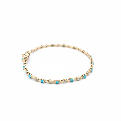 BFH60606. 14K Solid Gold Diamond and Gmestone Fancy Bracelet