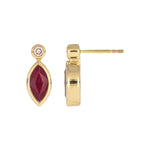 Load image into Gallery viewer, CE97070. 14K Solid Yellow Gold Diamond and Gemstone Marquise Stud Earring