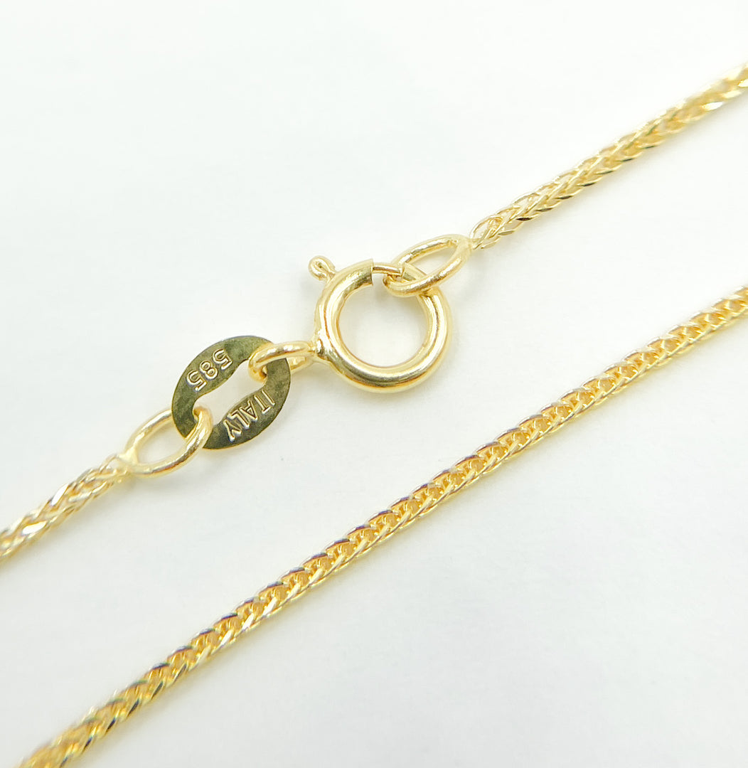 018SP3. 14K Solid Gold Wheat Chain