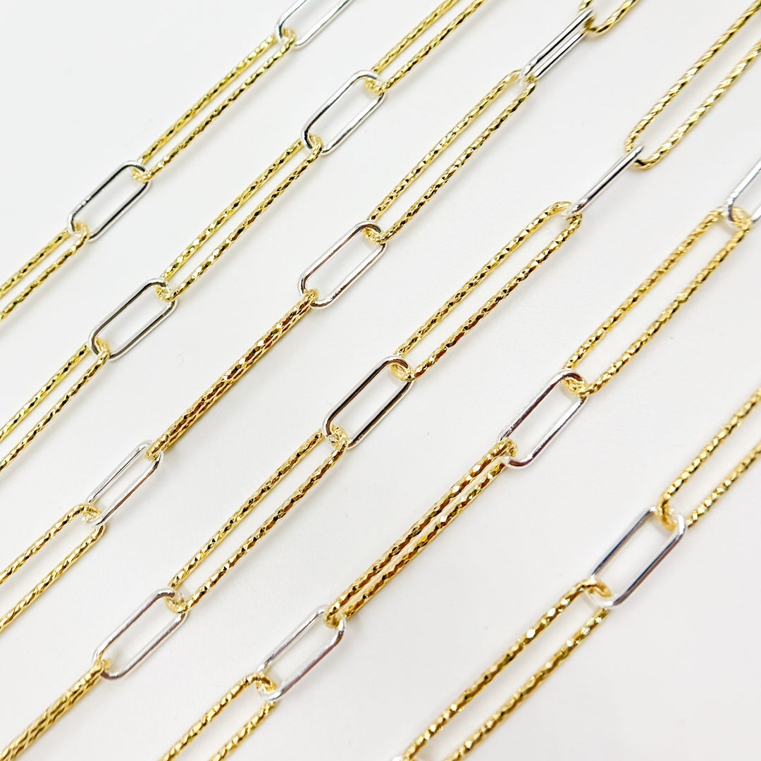 Smooth and Gold Plated Diamond Cut Paperclip Chain
