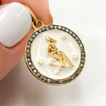 Load image into Gallery viewer, DP614A. Diamond Sterling Silver Round Aquarius Zodiac Enamel Pendant
