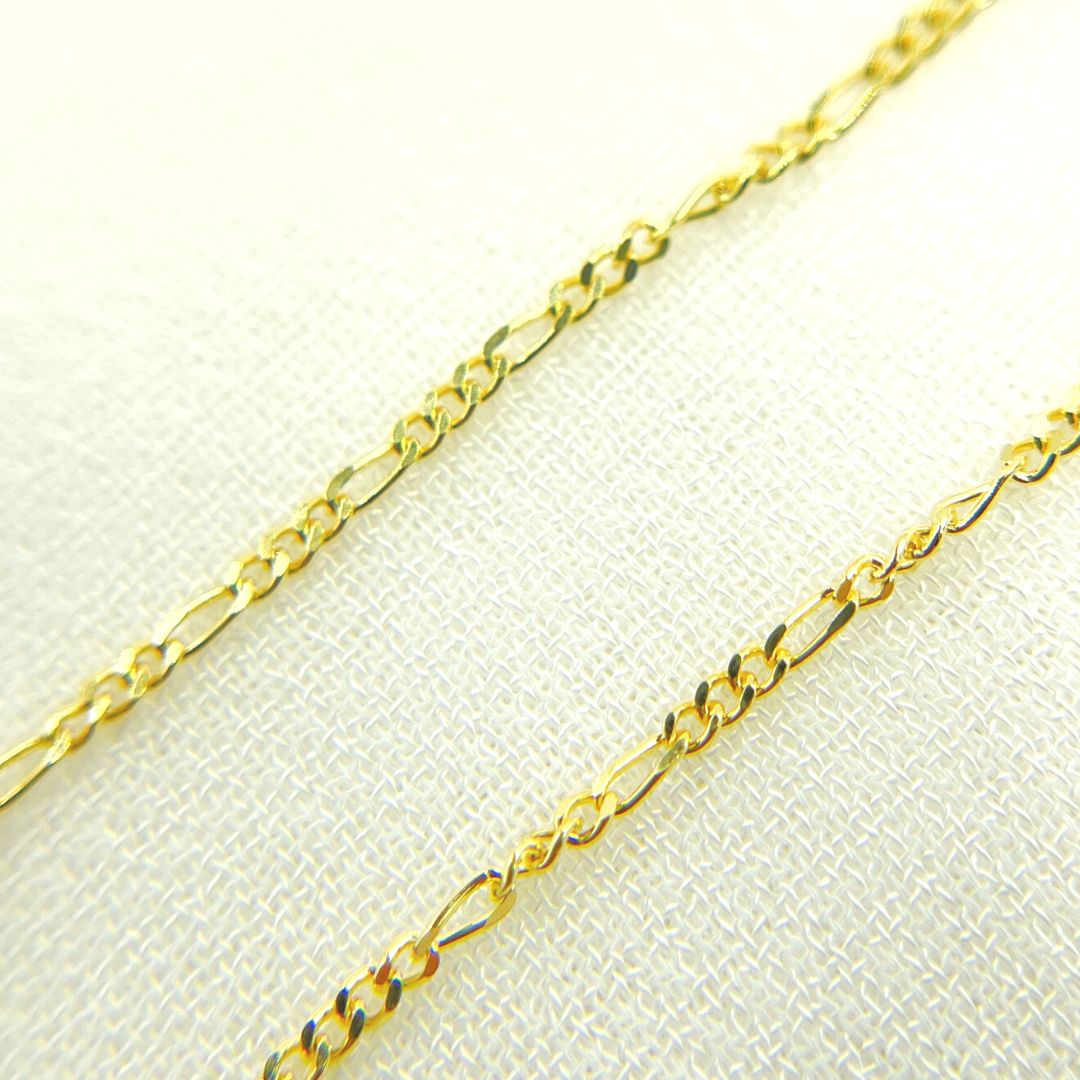 030GA3BGT2. 14K Solid Gold Flat Figaro Link Chain