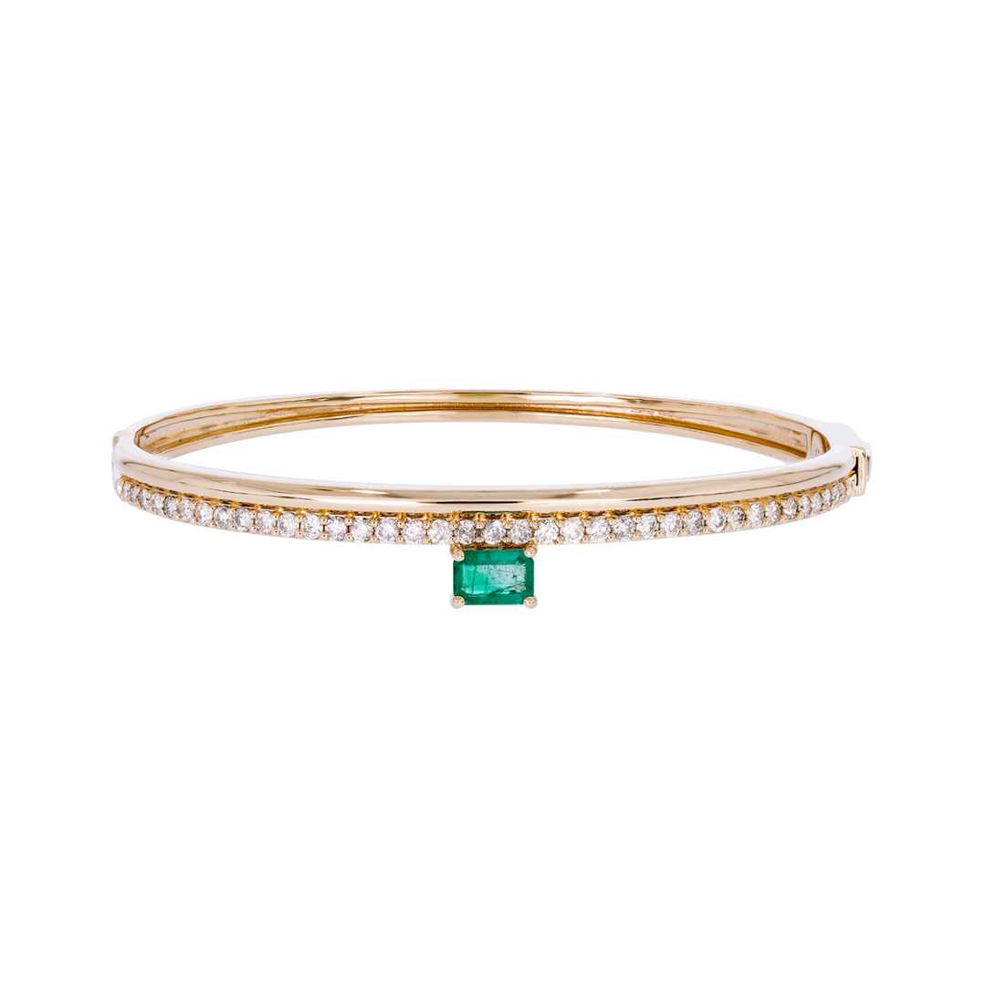 14K Solid Gold Diamond and Gemstone Bangle. CB96496EM