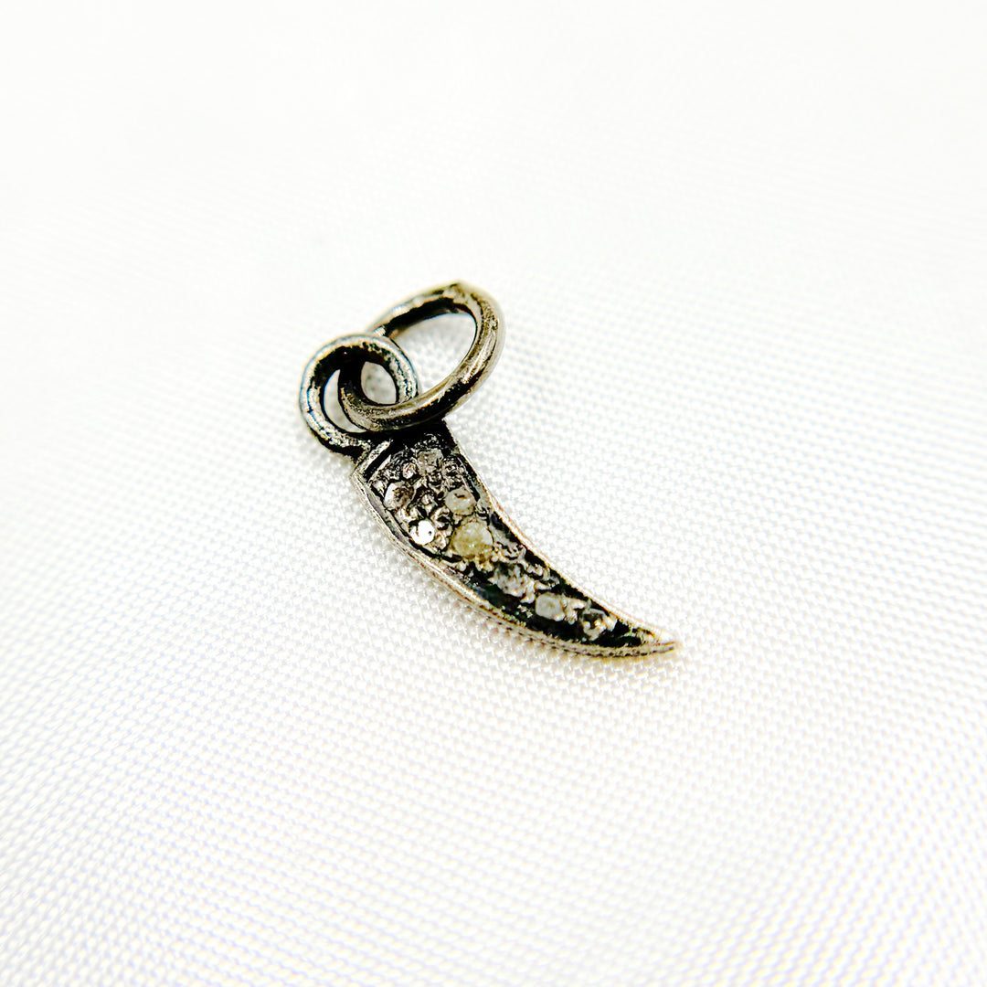 DC362. Diamond Sterling Silver Mini Horn Charm