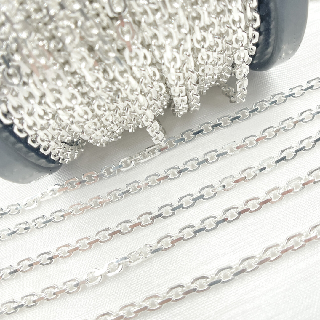 925 Sterling Silver Diamond Cut Oval Link Chain. Z91SS