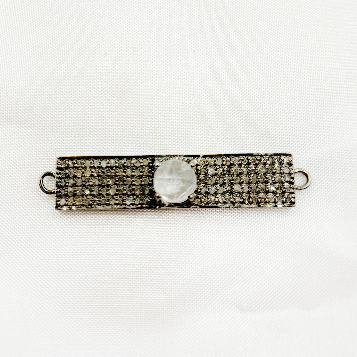 DC9. Silver Diamond and Gemstone Rectangle Connector
