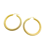 Load image into Gallery viewer, GER52. 14K Solid Gold Earrings with Texture Circle Shape Hoop
