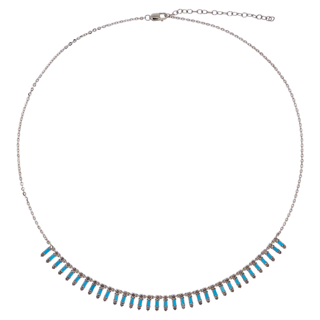NFL70815TQ. 14K Solid Gold Diamond and Gemstone Dangle Necklace.