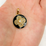 Load image into Gallery viewer, DP383A. Diamond Sterling Silver Round Flower Pendant with Gemstone
