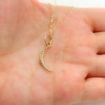 Load image into Gallery viewer, GDP505. 14K Solid Gold Moon Charm with Diamonds

