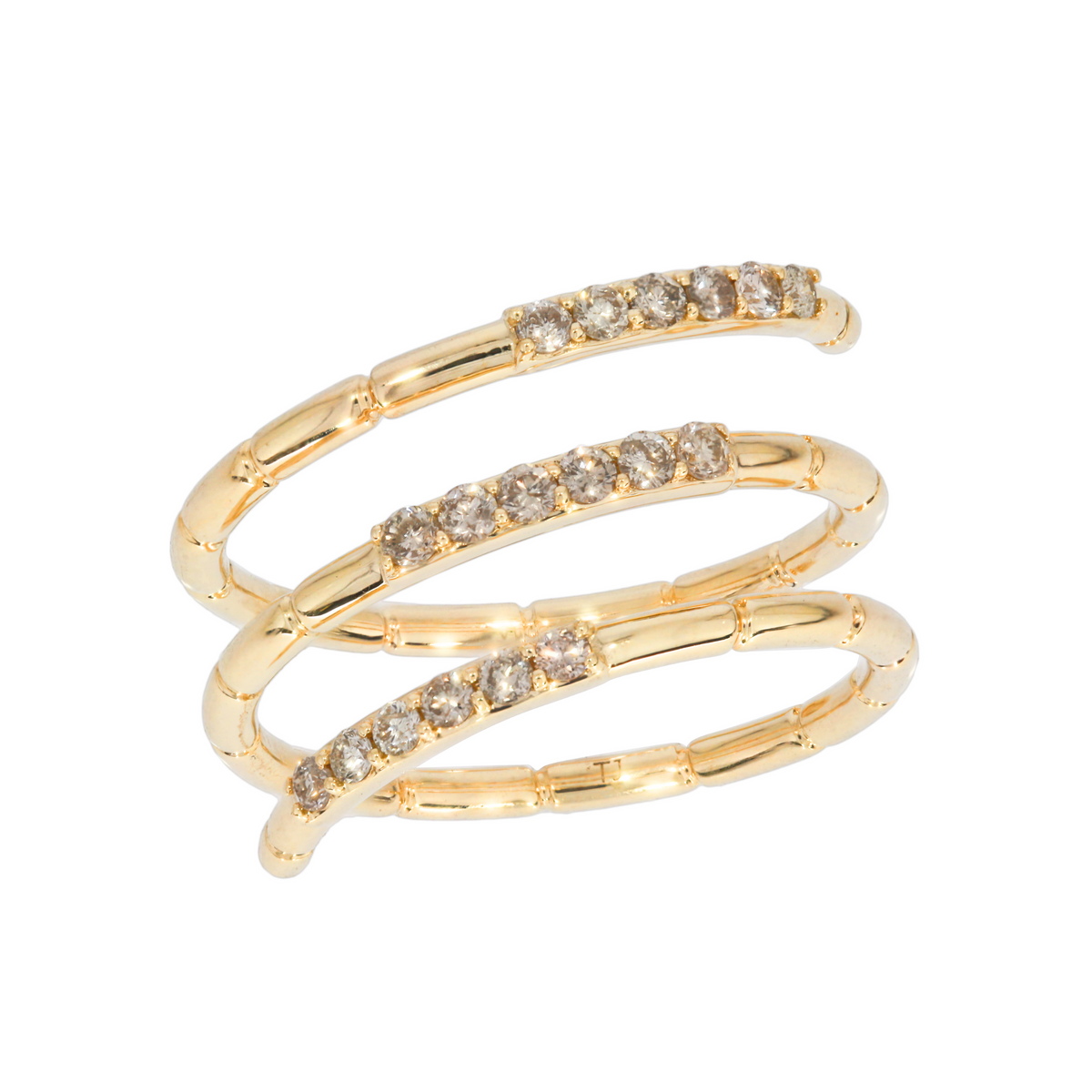 14K Solid Gold Three Rows Eternity Diamond Ring.