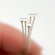 24 Gauge White Sterling Silver Flat 1 Inch Headpin