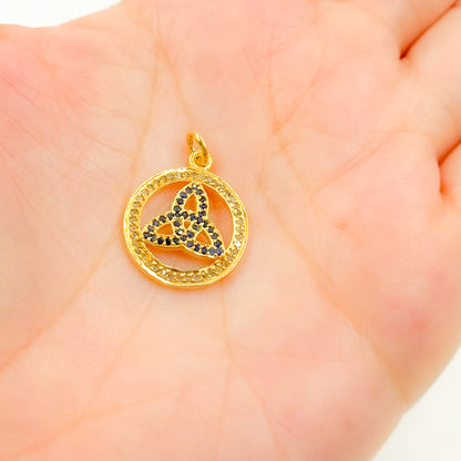 Diamond Sterling Silver Round Celtic Trinity Knot Pendant with Gemstone