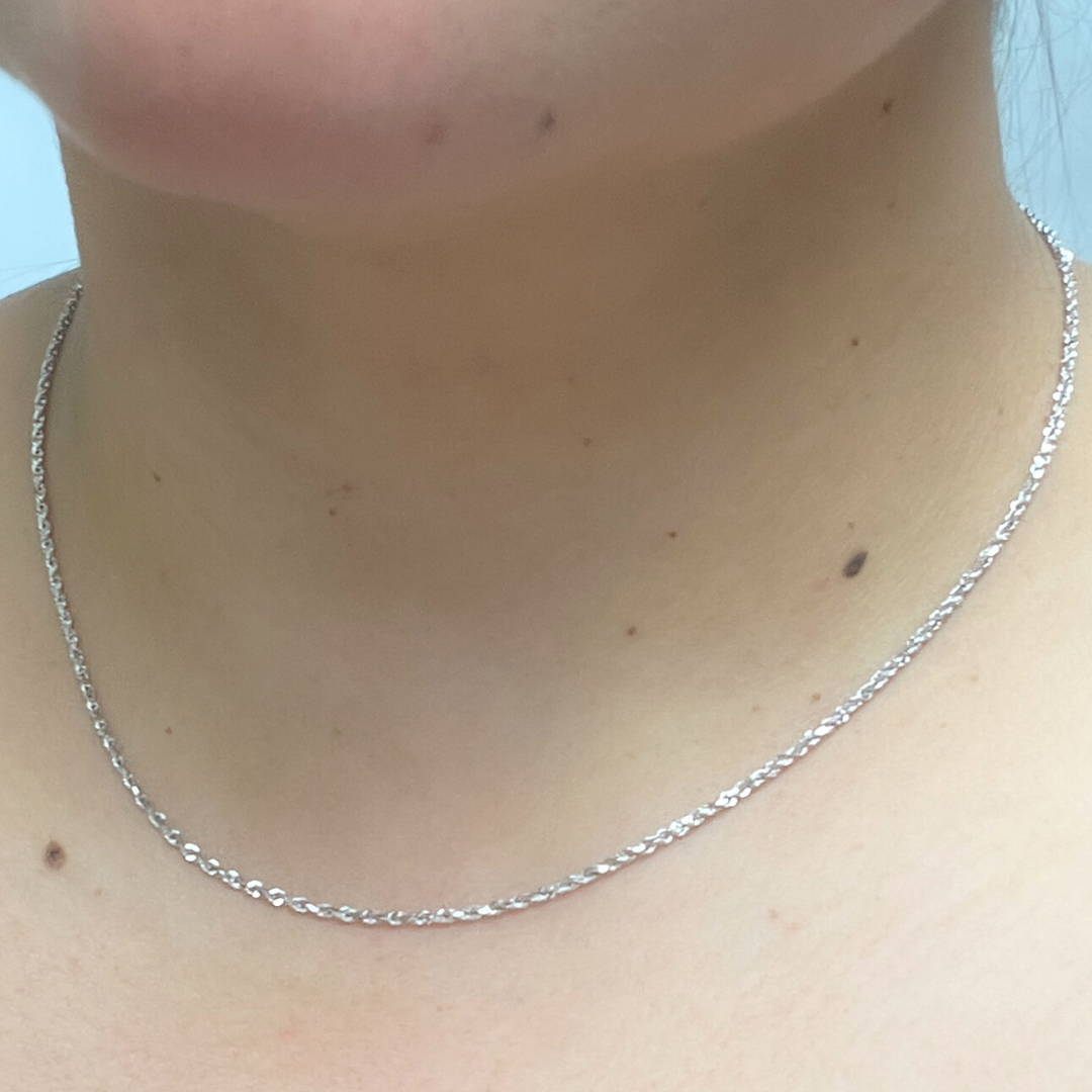 030CRDP0L8LWG. 14K Solid White Gold Rope Chain