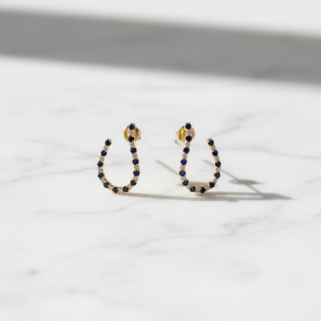 ER417873. 14k Solid Gold Diamond and Gemstone Fancy Earrings