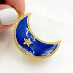 Load image into Gallery viewer, DP525A. Diamond Sterling Silver Moon Enamel Pendant
