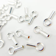 White Sterling Silver Crimp Endcap with Ring