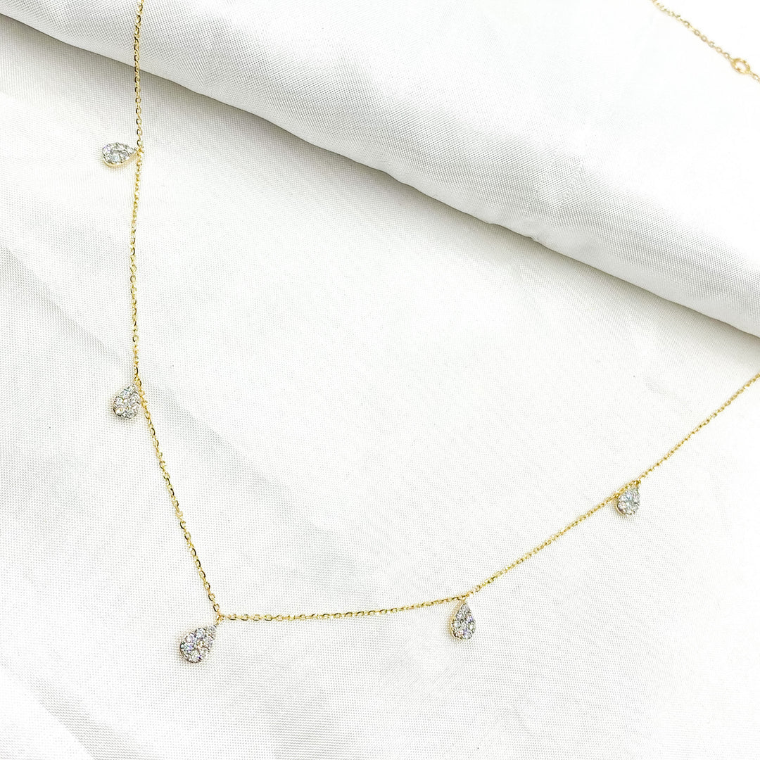 NT112825. 14K Solid Gold Diamond Drop Dangle Necklace