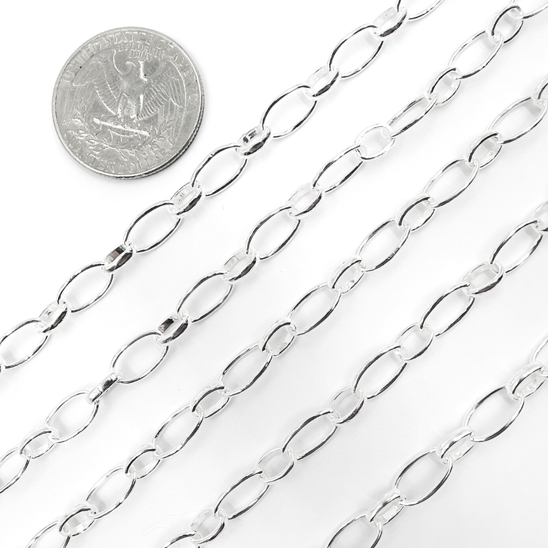 Sterling Silver Oval Long and Short Link Chains