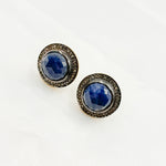 Load image into Gallery viewer, DE029. Diamond Sterling Silver Gemstone Round Studs
