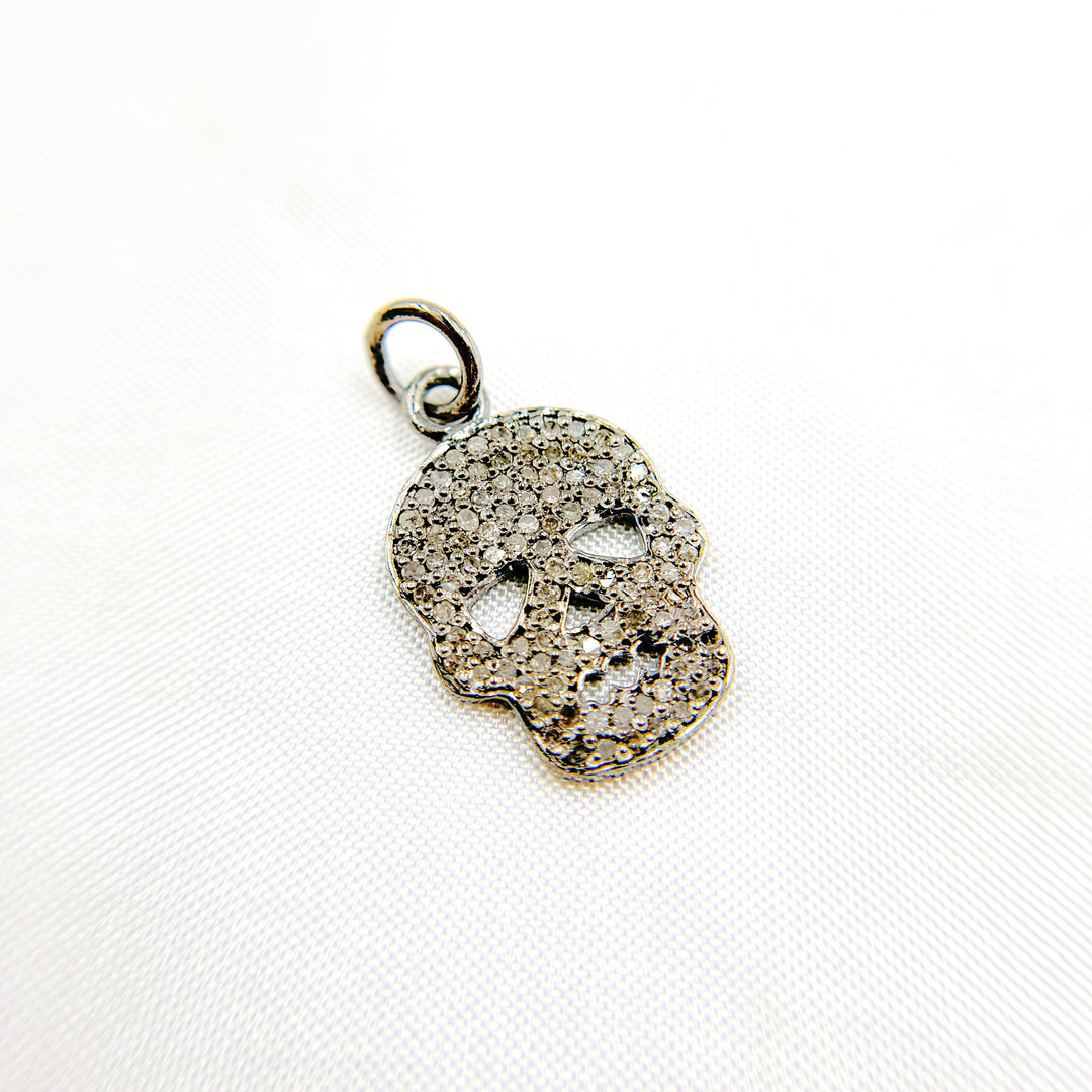 DC025. Diamond Sterling Silver Skull Charm