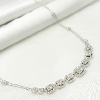 NK112596. 14K Solid White Gold Diamond Necklace