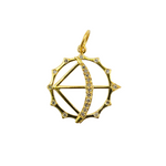 Load image into Gallery viewer, 14K Gold with Diamonds Circle Arrow and Bow Shape Charm. GDP90
