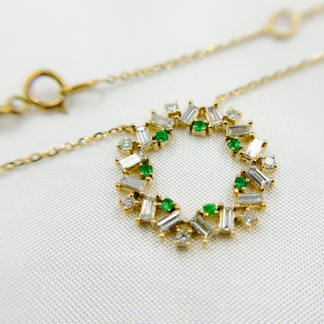 14K Solid Gold Diamond and Gemstone Necklace. NT402348