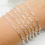 Load image into Gallery viewer, V238SS. Sterling Silver 1 Link Long and 3 Curb Links Chain in Between
