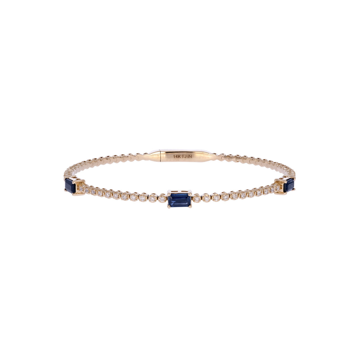 BNF68563. 14K Solid Yellow Gold Diamond and Gemstone Bangle