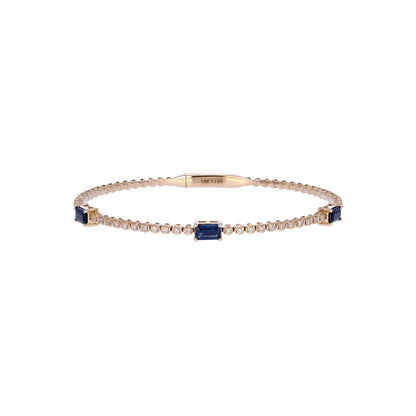 BNF68563. 14K Solid Yellow Gold Diamond and Gemstone Bangle