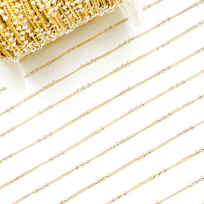XM/S1327CF/29. 14k Gold Filled Curb Chain and 3 Sterling Silver Beads in Between