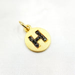 Load image into Gallery viewer, DC068. Diamond Sterling Silver Letter &quot;H&quot; Round Charm
