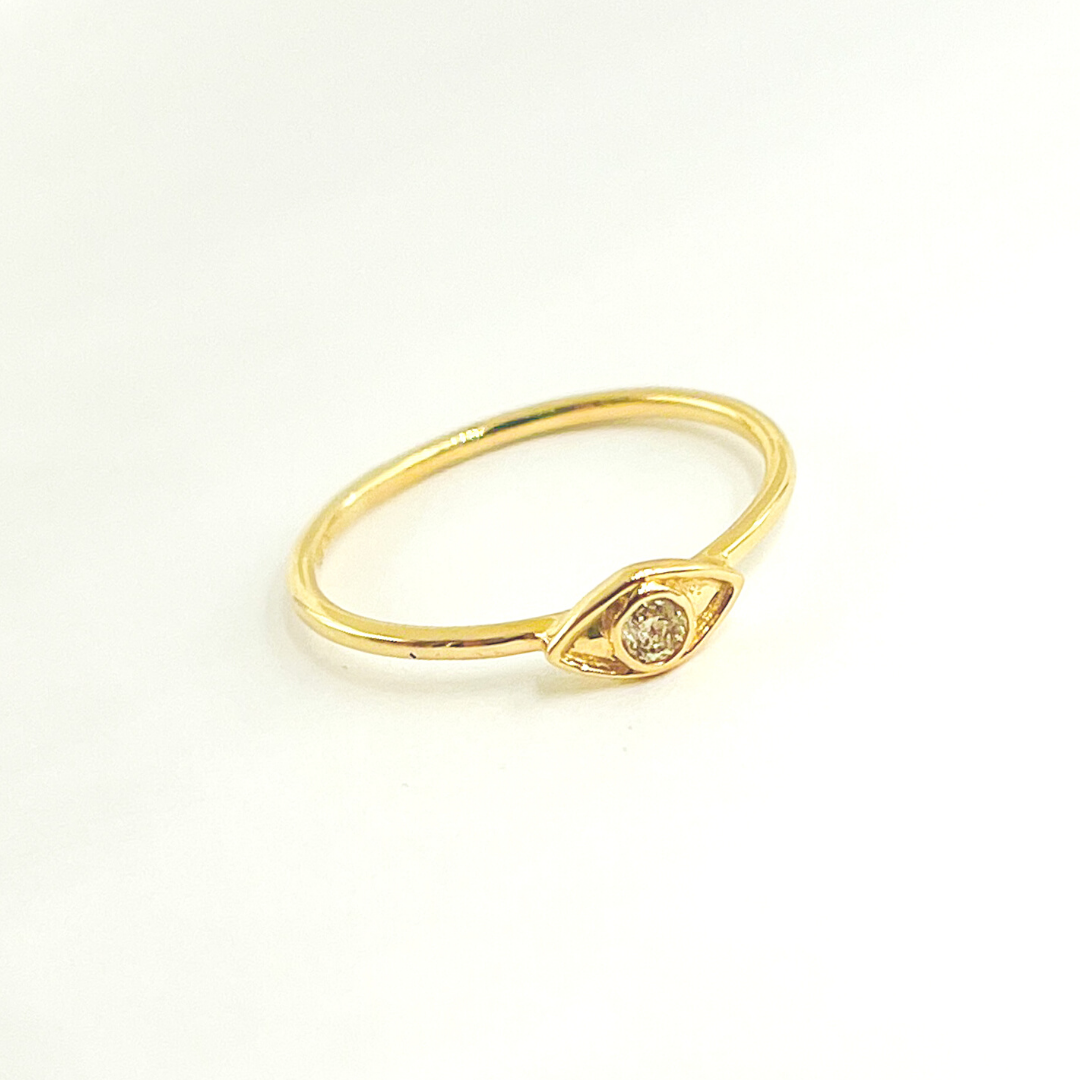 14K Solid Gold Eye Diamond Ring. RFA16970