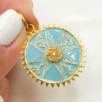 Load image into Gallery viewer, DP600A. Diamond Sterling Silver Round Compass Enamel Pendant
