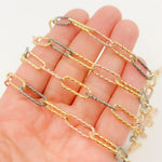 Load image into Gallery viewer, V10GBR. Sterling Silver Gold Plated, Black Rhodium &amp; Rose Plated Paperclip Diamond Cut Link Chain
