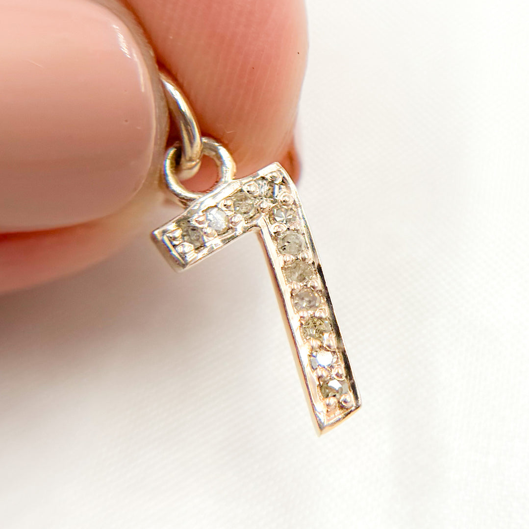 DC464. Diamond Sterling Silver Number "7" Charm