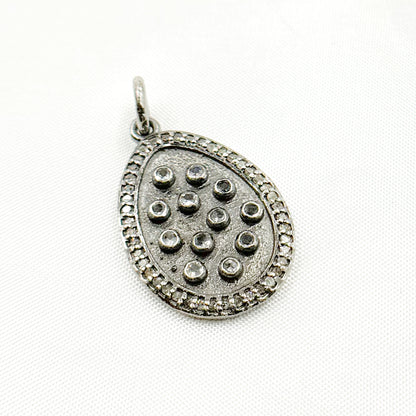 Diamond Sterling Silver Drop Pendant with Gemstone