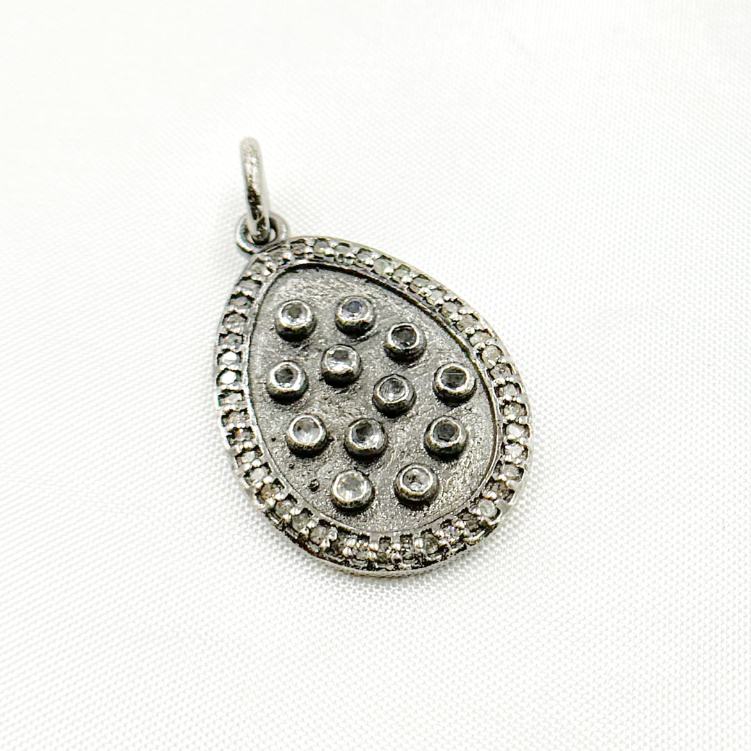 DP346. Diamond Sterling Silver Drop Pendant with Gemstone
