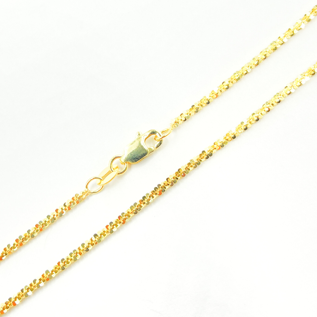 025RNBFR0. 14K Solid Gold Glitter Margarita Rock Chain