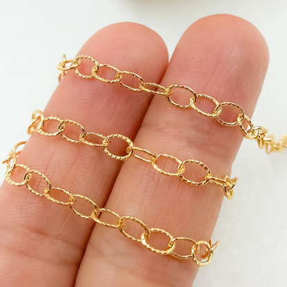 2207LGF. 14k Gold Filled Hammered Cable Chain