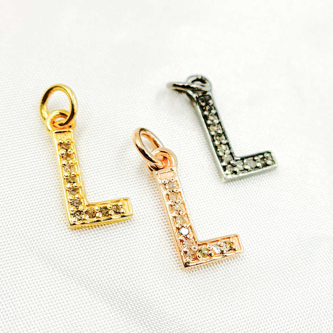 DC507. Diamond Sterling Silver Letter "L" Charm