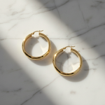 Load image into Gallery viewer, GER154. 14K Solid Gold Hollow Hoop Earrings