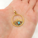 Load image into Gallery viewer, DP987. Diamond Sterling Silver Round Eye Pendant with Gemstone
