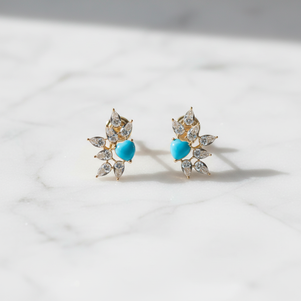 ER424626. 14k Solid Gold Diamond and Gemstone Fancy Earrings