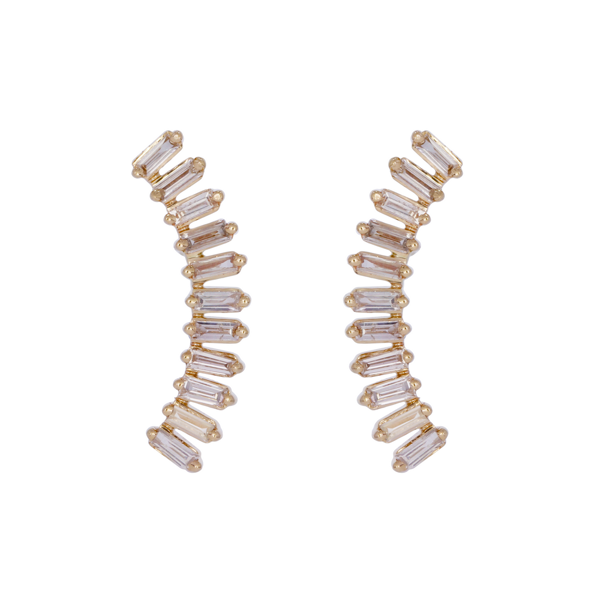 EFE53684. 14K Solid Gold Baguette Diamond Fancy Stud Earrings